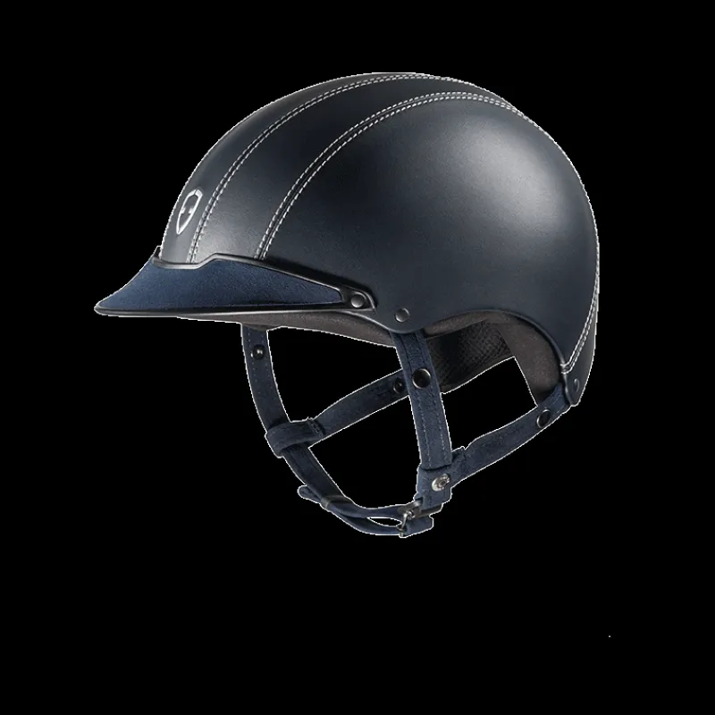 EGIDE Casque équitation en cuir lisse Epona petite visière -< Casque Équitation Haut De Gamme|Casque Équitation Egide