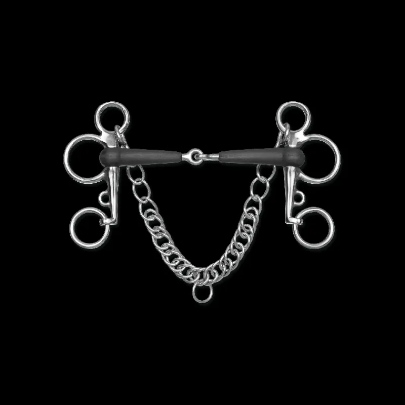 WALDHAUSEN Mors Pelham brisé caoutchouc -< Mors Cheval
