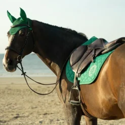 HARCOUR Pack Tapis de selle cheval Sunny + Bonnet anti-mouche Funny -< Bonnet Anti-Mouche Cheval|Tapis De Dressage