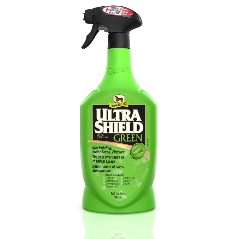 ABSORBINE Spray anti-mouche cheval Ultrashield Green 946ml -< Produit Naturel Anti-Mouche Cheval|Spray Anti-Mouche Et Anti-Insectes Cheval