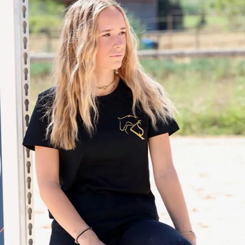 KEVIN STAUT COLLECTION Tee shirt équitation Femme logo or -<Femme Tee-Shirts Et Polos Équitation Femme